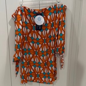 Escapada Orange and Blue Geometric Blouse